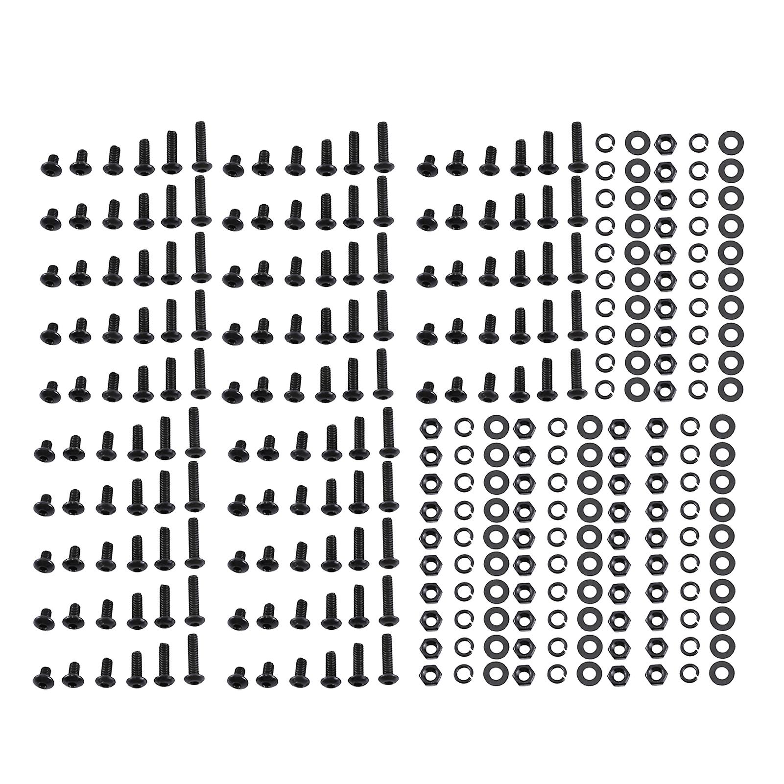 M3 Black Alloy Steel Hex Socket Screws Bolt and Hex Nuts Washers Assortment(Button head)