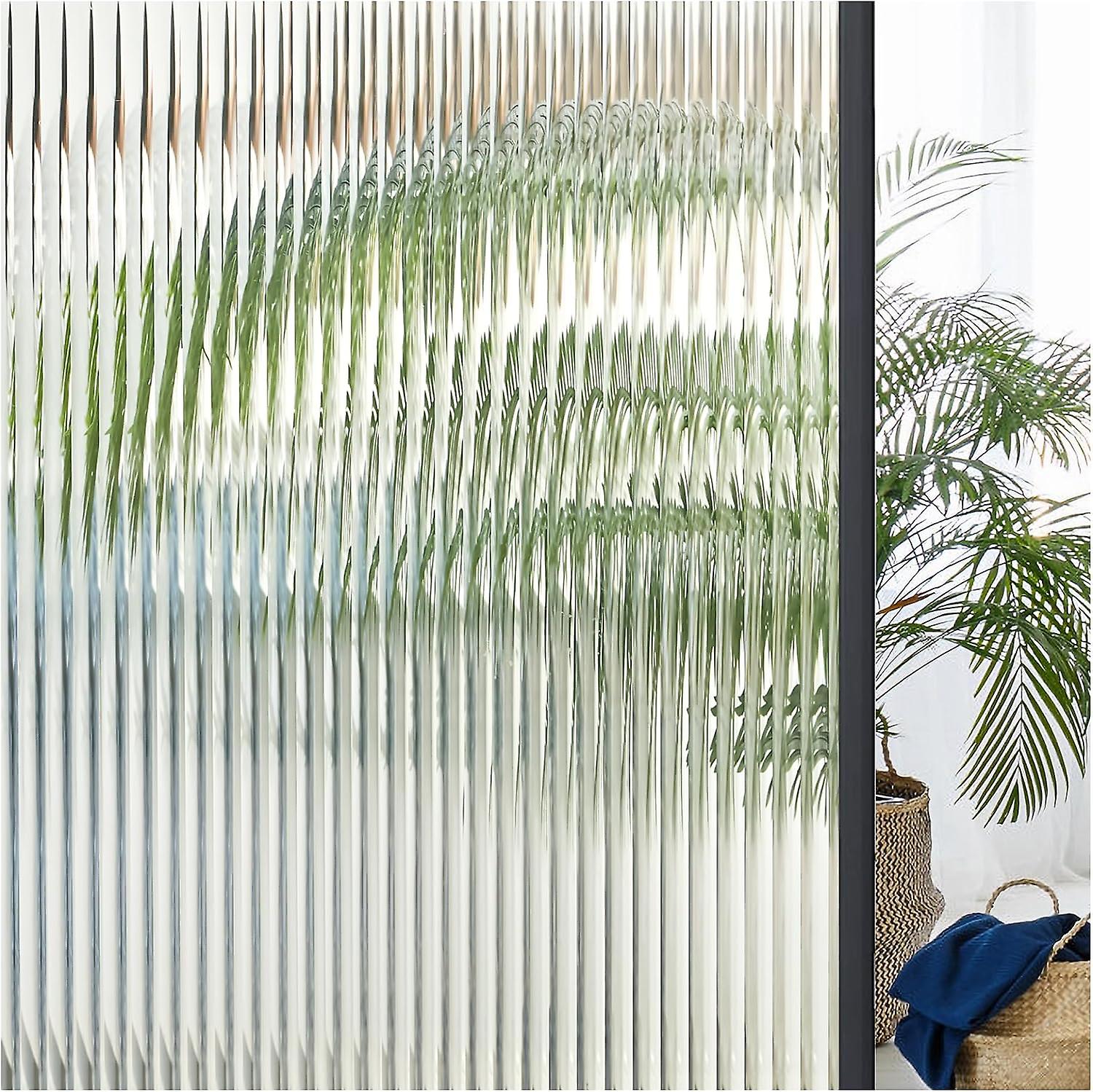 17.5x78.7 in Reeded Glass Window Privacy Film 3D Decorative Fluted Window Clings Peel and Stick Bat