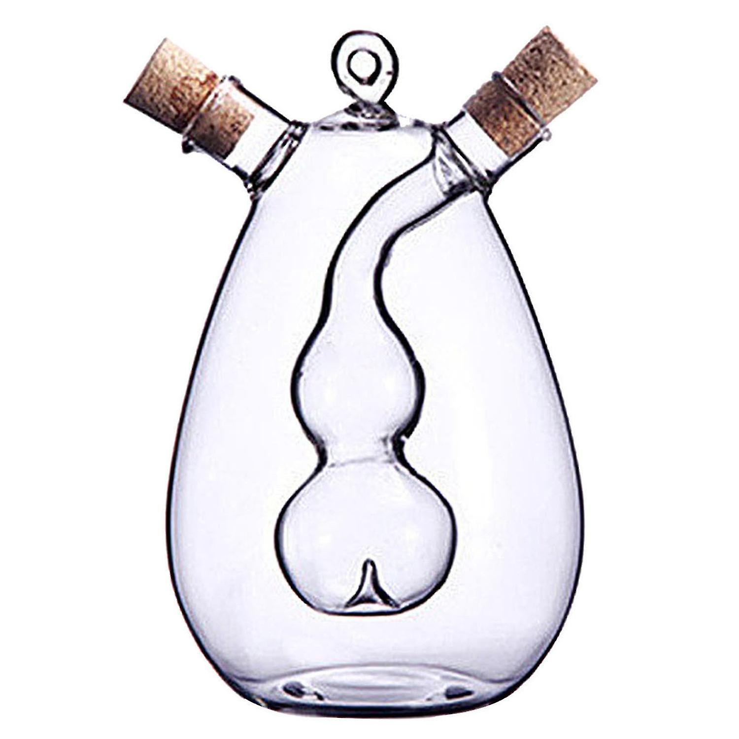 BoSaiD Anti-leak Oil Pot Glass Condiment Cruet Bottles Double Pourer Spout Stoppers for Cooking