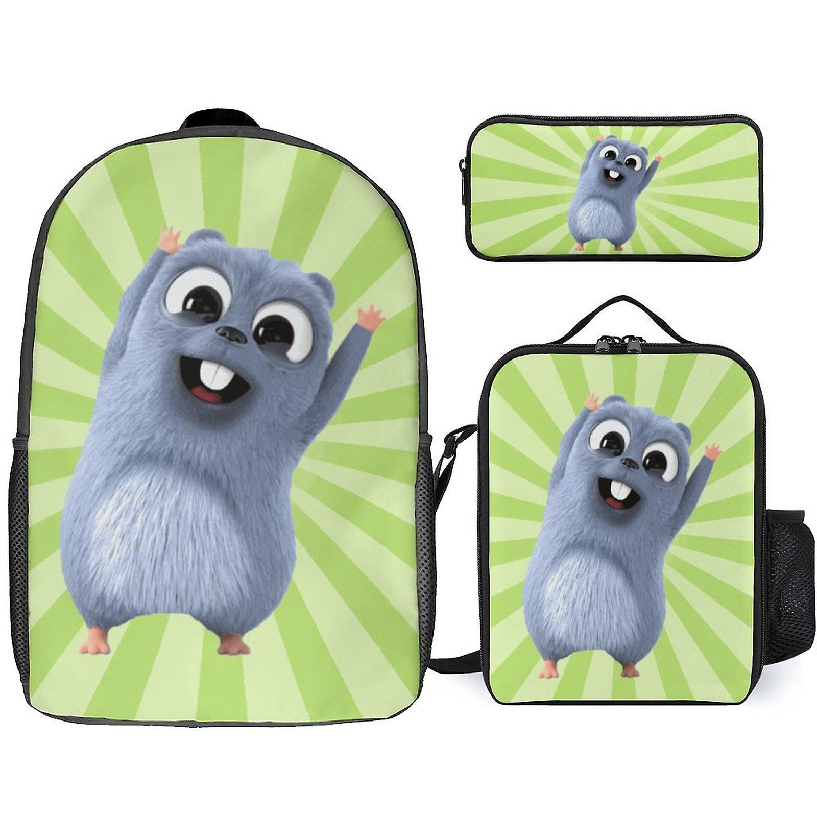 グリジーとレミングスの学生バックパックスクールブックバッグランチバッグ付きペンシルケース男の子3ピースセットの組み合わせ
