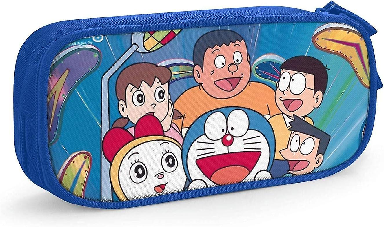 Doraemon أنيمي قلم رصاص القضية 3D مخصص الطباعة سعة كبيرة مزدوجة سستة الجلود قلم رصاص الحقيبة لمكتب السفر المدرسة SAOE021759