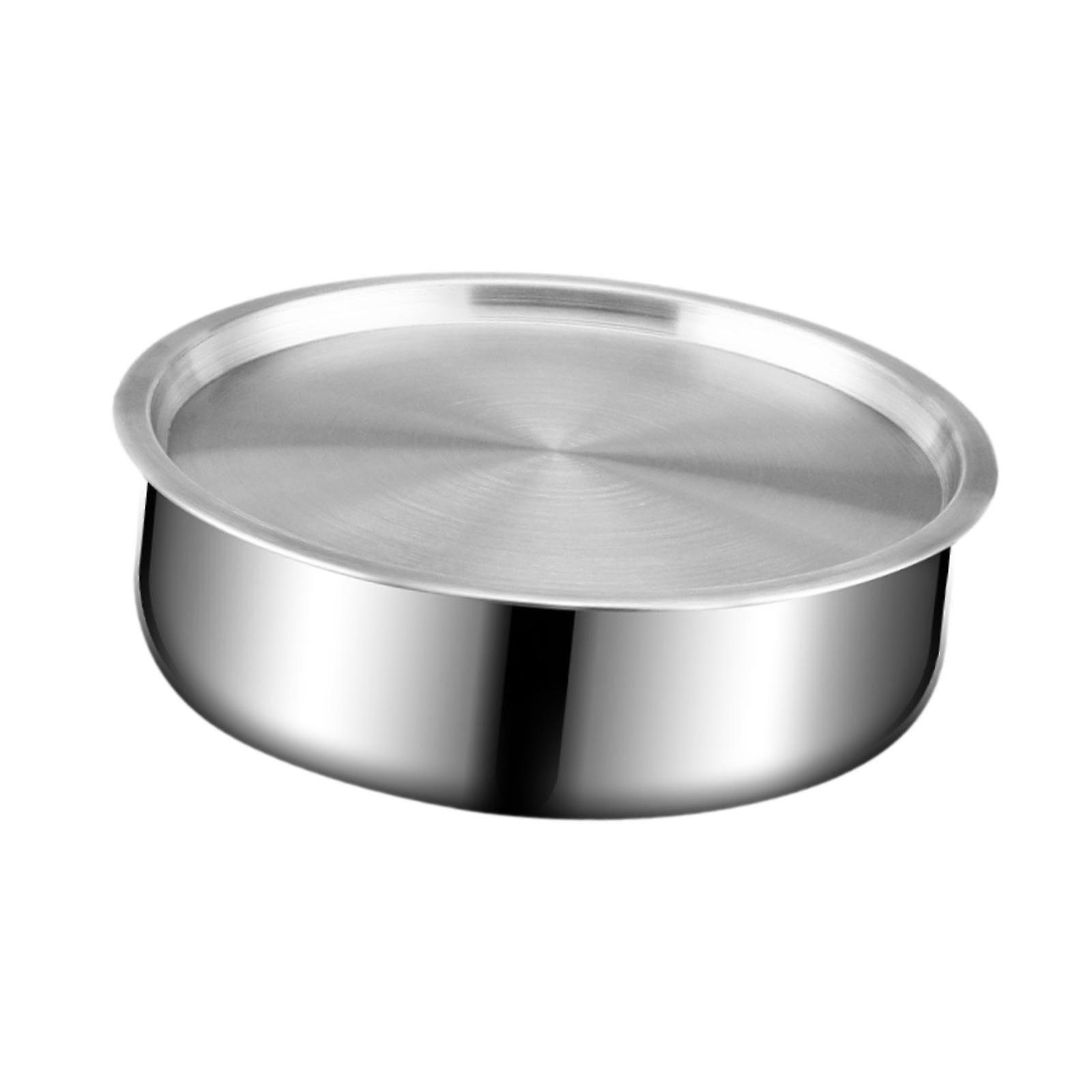 Rice Bowl with Lid 21.5cmx6.5cm Stackable Mixing Bowl Unbreakable Metal Bowl
