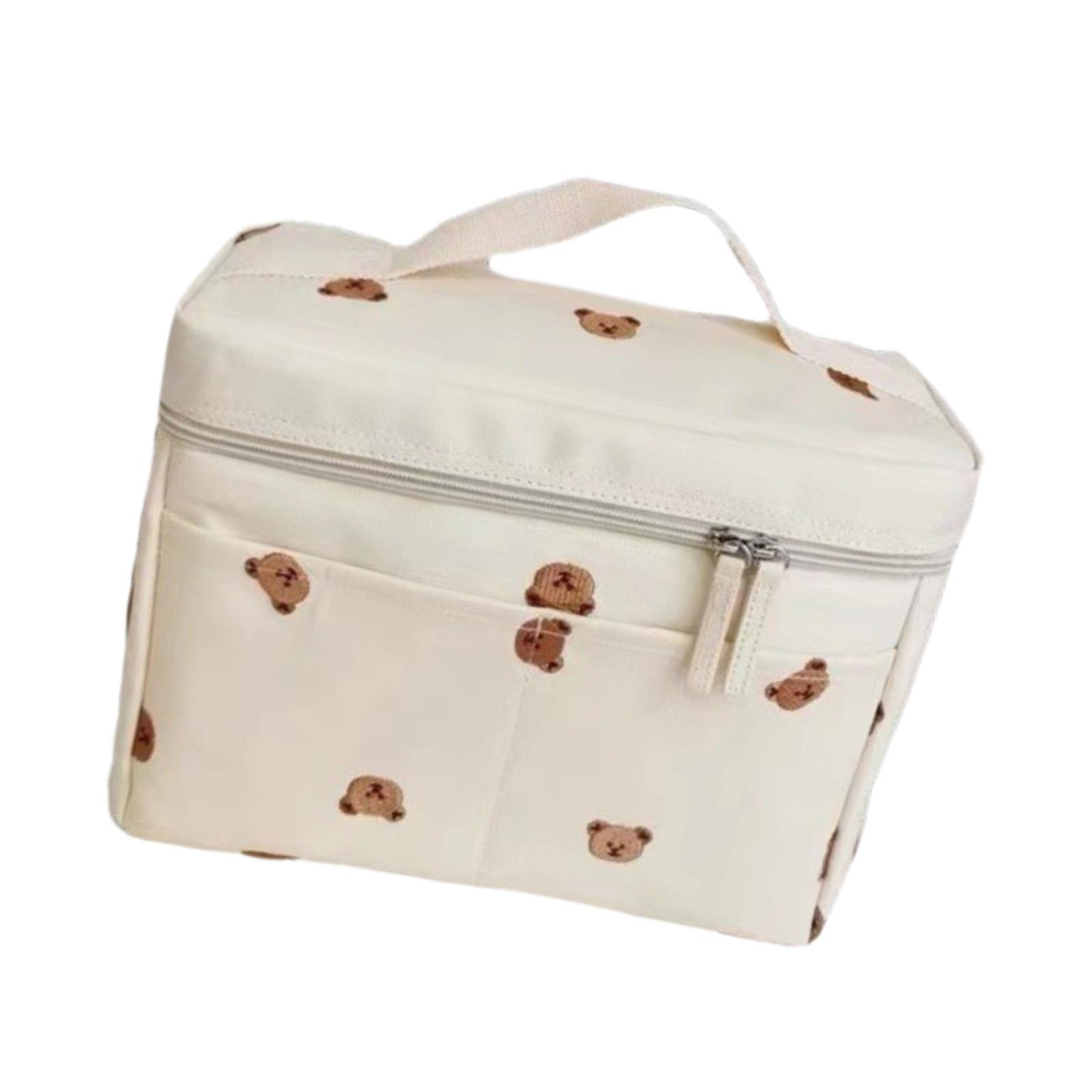 حقيبة حفاضات الأطفال حقيبة تخزين أنيقة حقيبة عربة أطفال لزجاجة حفاضات اللعب الأبيض