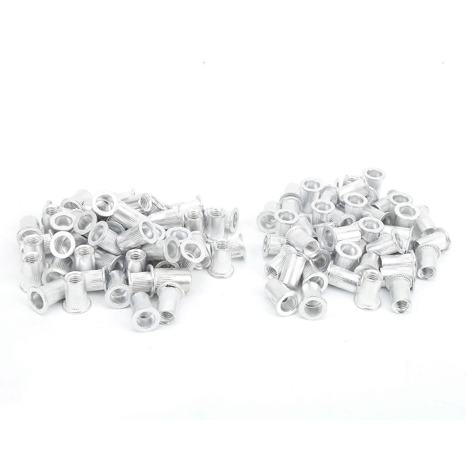 100Pcs Aluminum Flat Head Vertical Rivet Nuts Hardware Accessories WJ‑30045M6