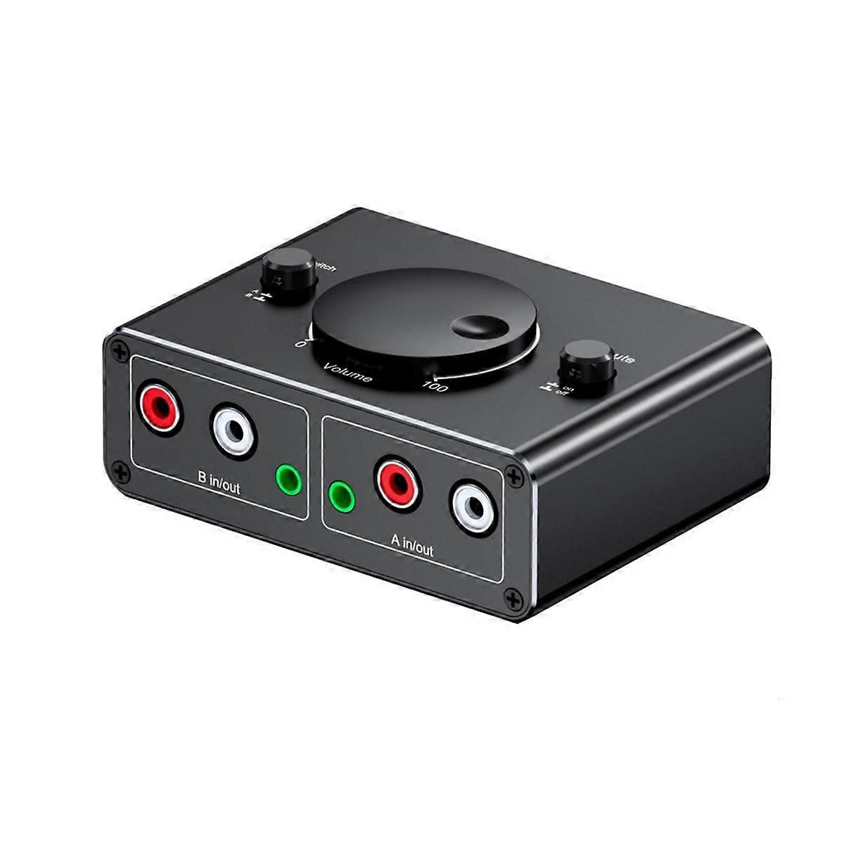3.5mm Stereo Bi-Directional Audio Switcher 1 in 2 Out or 2 in 1 Out 3.5mm Audio Switcher with Mute