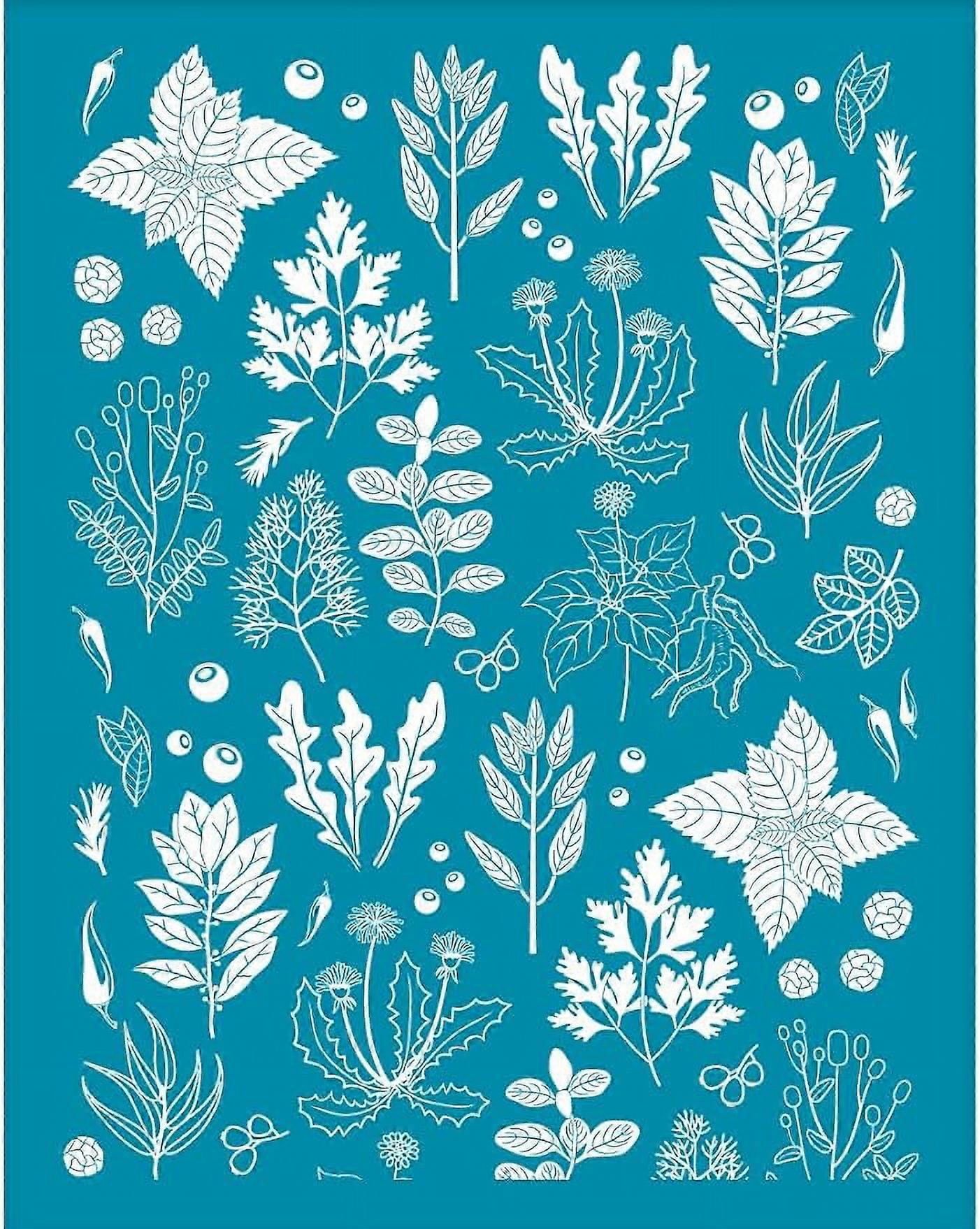4x5 Inch Clay Stencils Herbs Pattern Silk Screen for Polymer Silk Screen Stencils Flower Leaf Mesh Transfer Stencils
