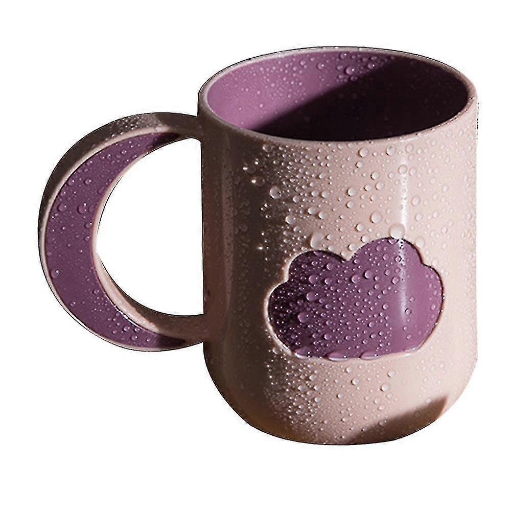 2pcs Plastic Tooth Mug Water Cups Toothbrush Cups Cloud Pattern Bathroom Cup With Handle (pink)