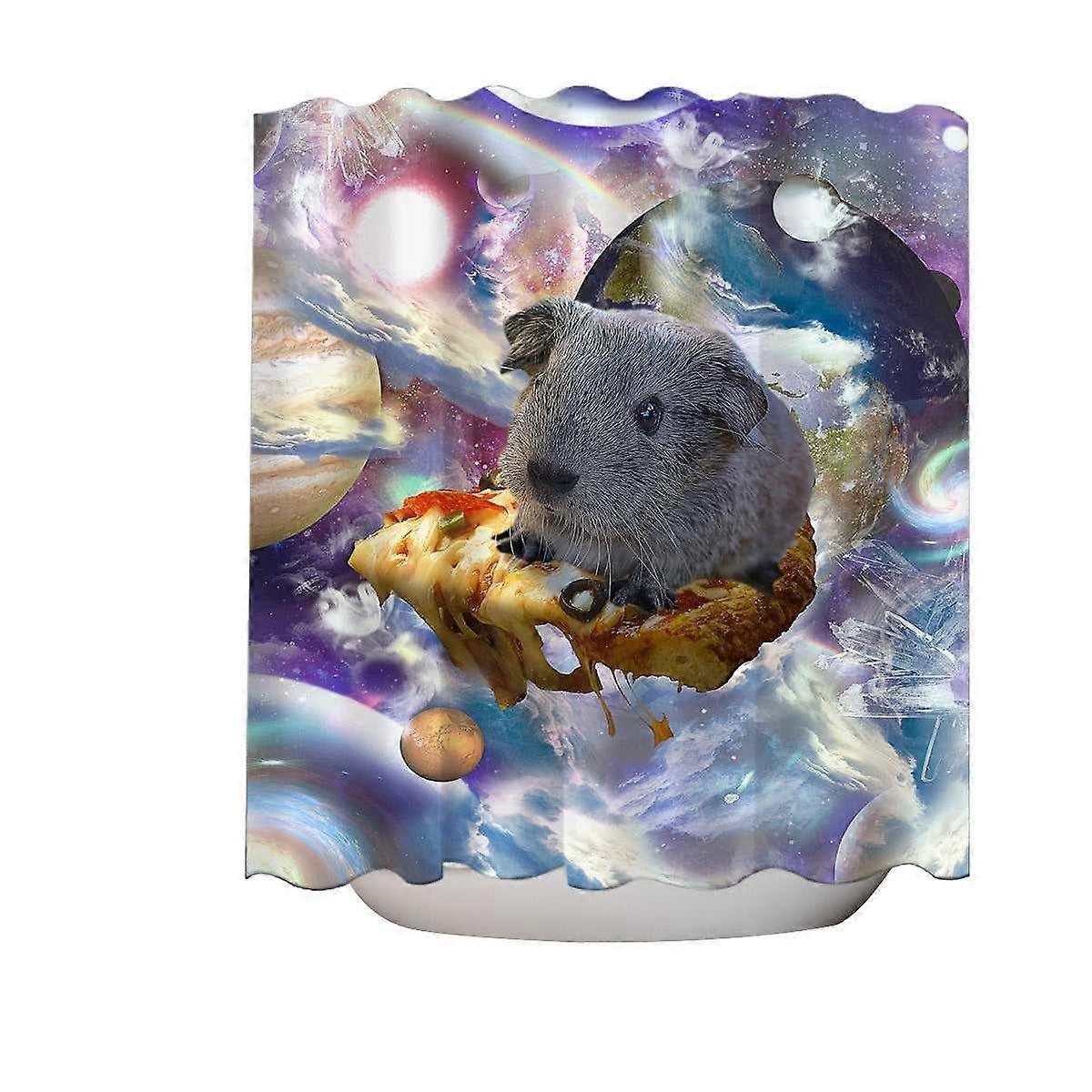 Cool Crazy Space Cute Guinea Pig on a Pizza Shower Curtain