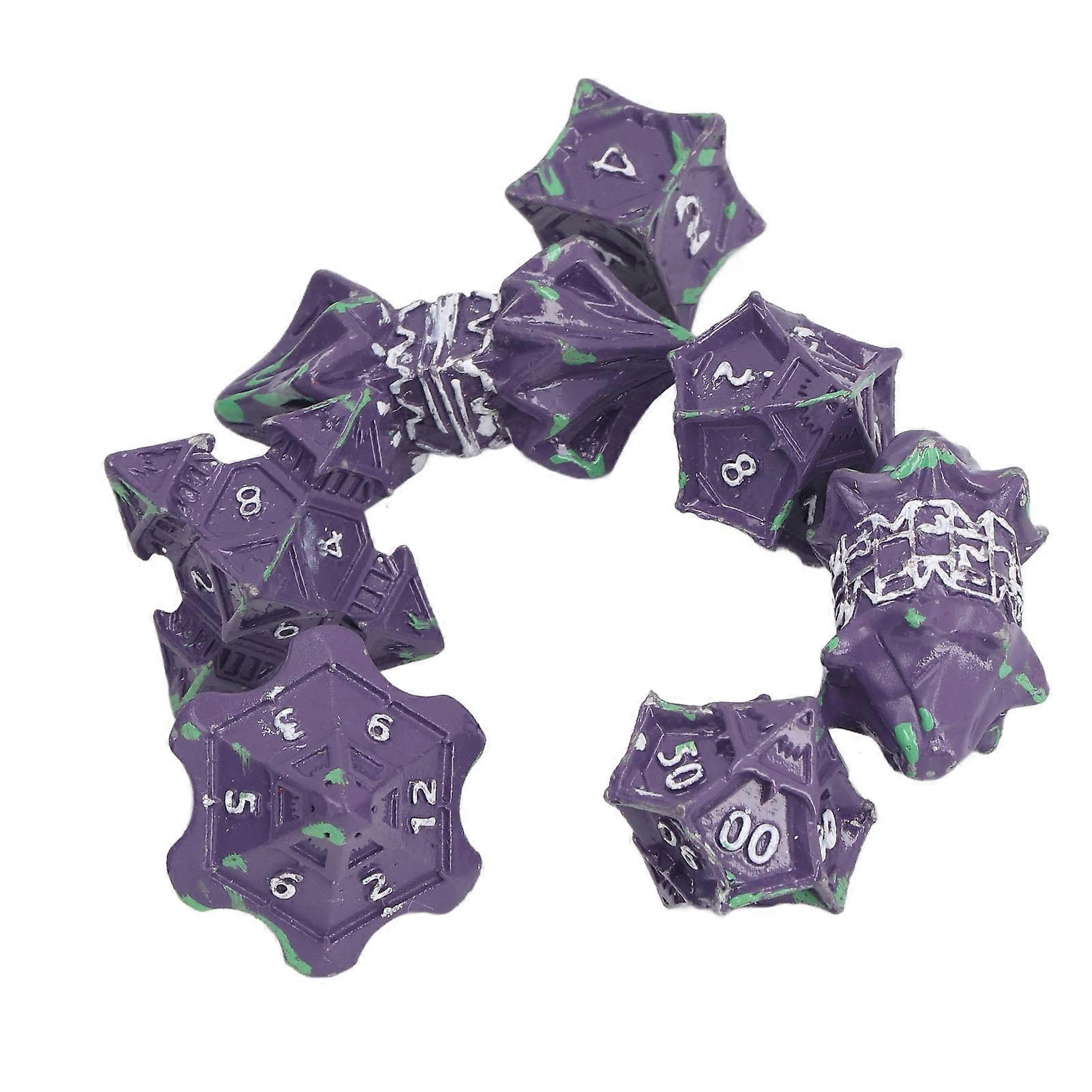 Dice Set Eye Catching Lightweight Alloy Dice Set for Playing Game and Ancient Crafts Hobby Purple Green