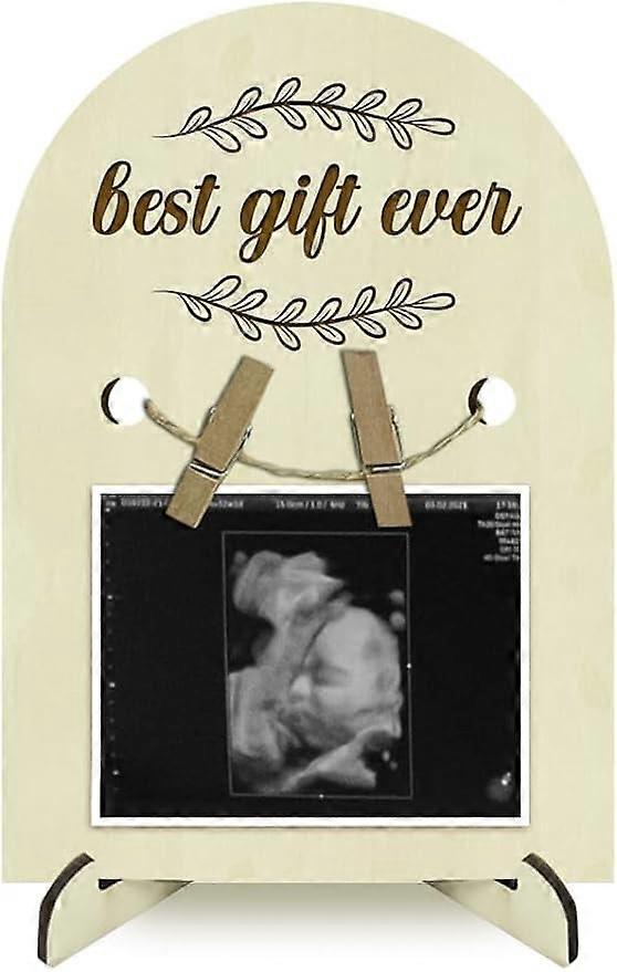 Leaf Border Pattern Wood Announcement Picture Frame Stand 7.09x4.92x0.16Inch