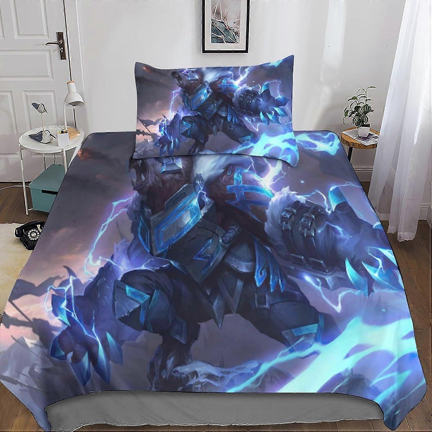 League of Legends påslakan tryckta D-bitar mikrofiber påslakan täcke set dold dragkedja för pojkar och flickor singel 135 * 200 CM