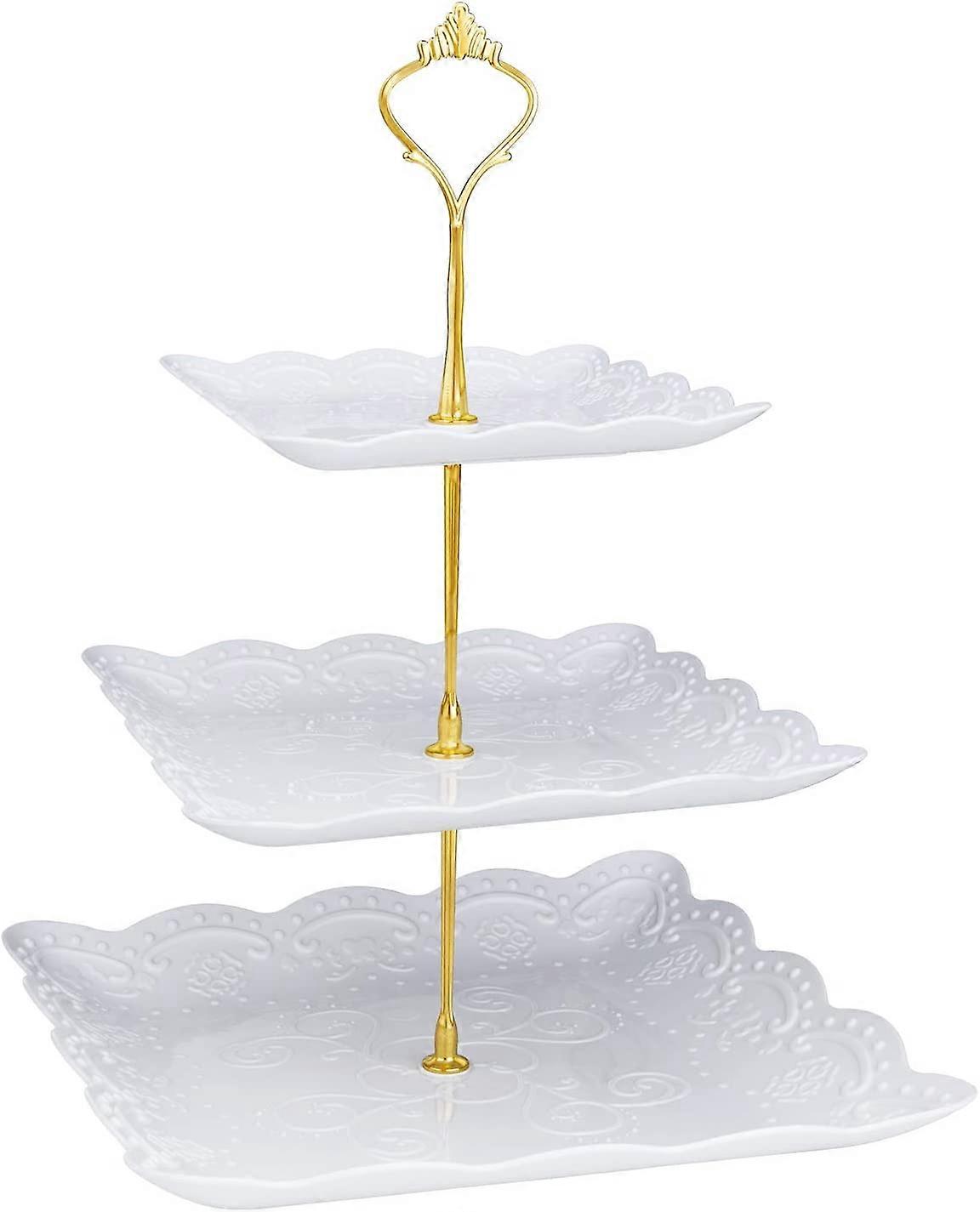 Sunrain 3-Tier Πιάτα, Λευκά Φρούτα Πιάτα 3-Tier Candybar Επιδόρπιο Cupcake Stand για το γάμο