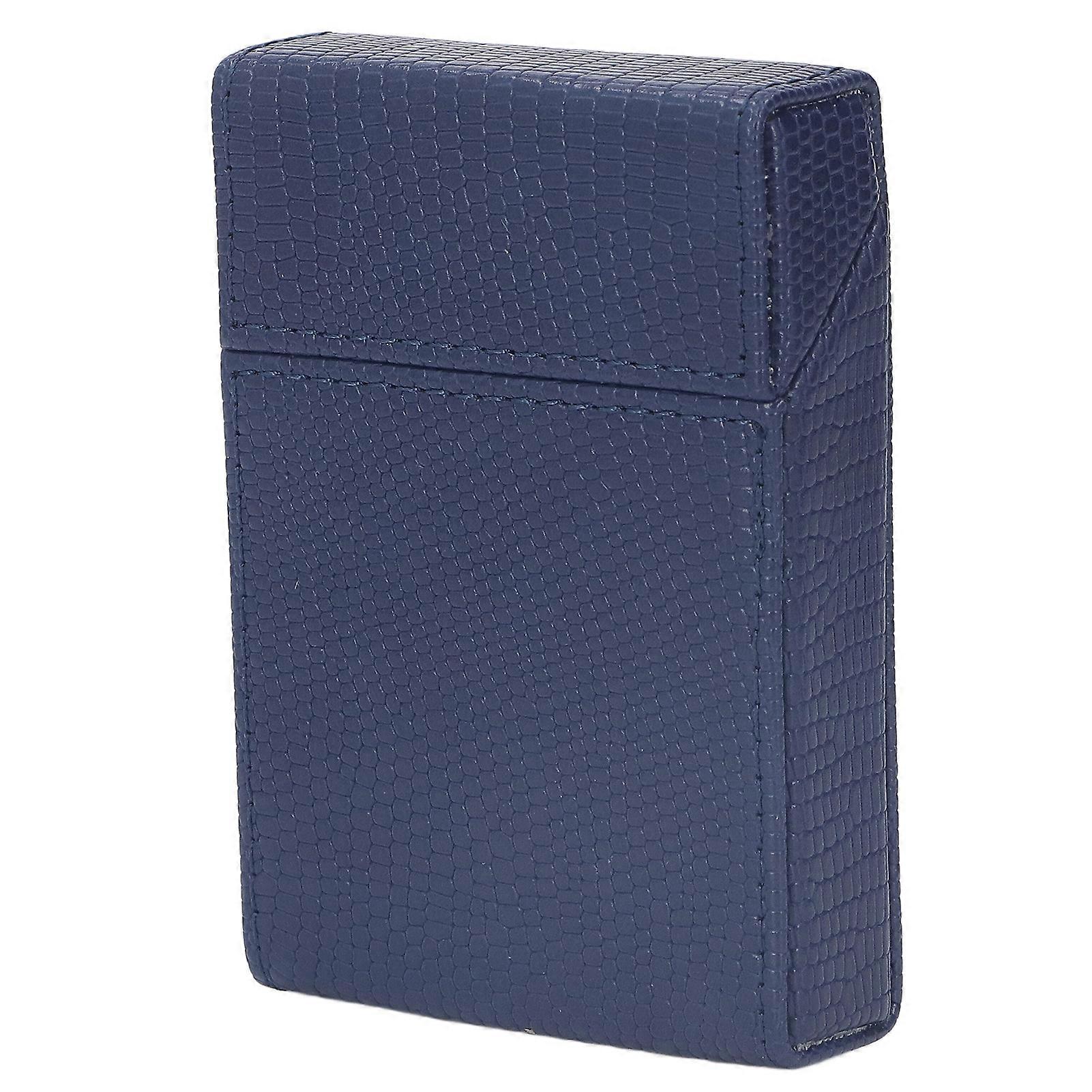 Men's Portable Cigarette Case for 20 Medium Cigarettes with Lizard Stripe Design in Blue