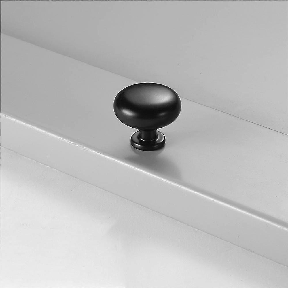 Set of 10 round cabinet knobs, diameter 2.8 cm, black