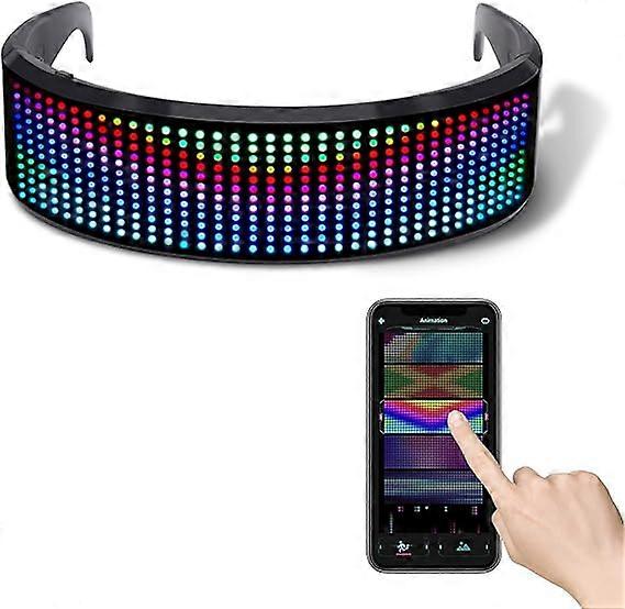 COKOTEE LED Light Up Glasses, Bluetooth Full Color Luminous Glasses for Parties,Display Customized Flashing Messages &Animations&DIY &Text Via App Con