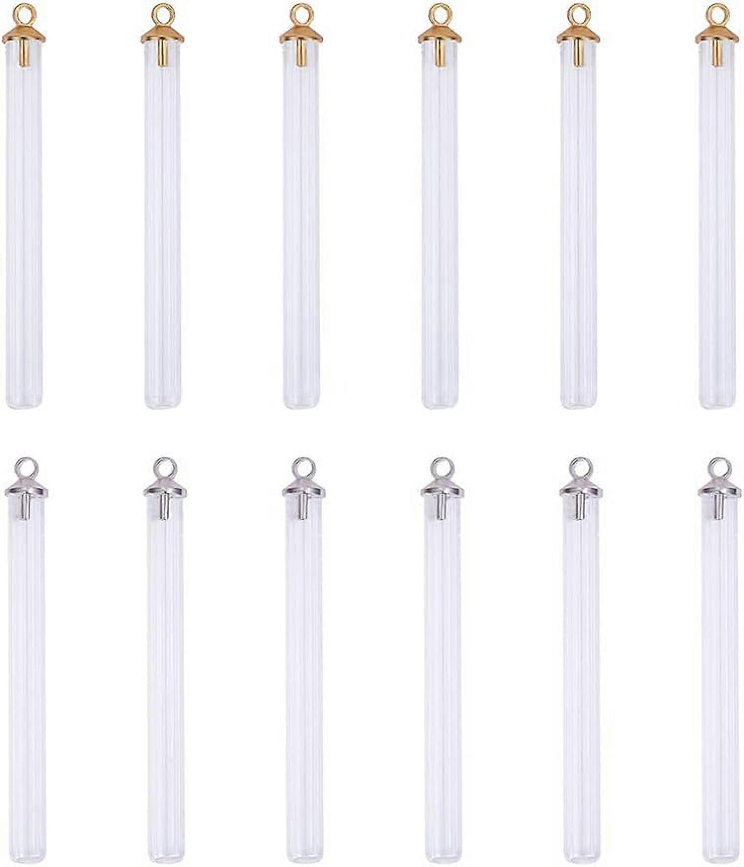 20 pz 40mm Bottiglie di Vetro Trasparente Lunghe Bottiglie di Desiderio Tubo Appeso con Tappi In Metallo per La Realizzazione di Gioielli