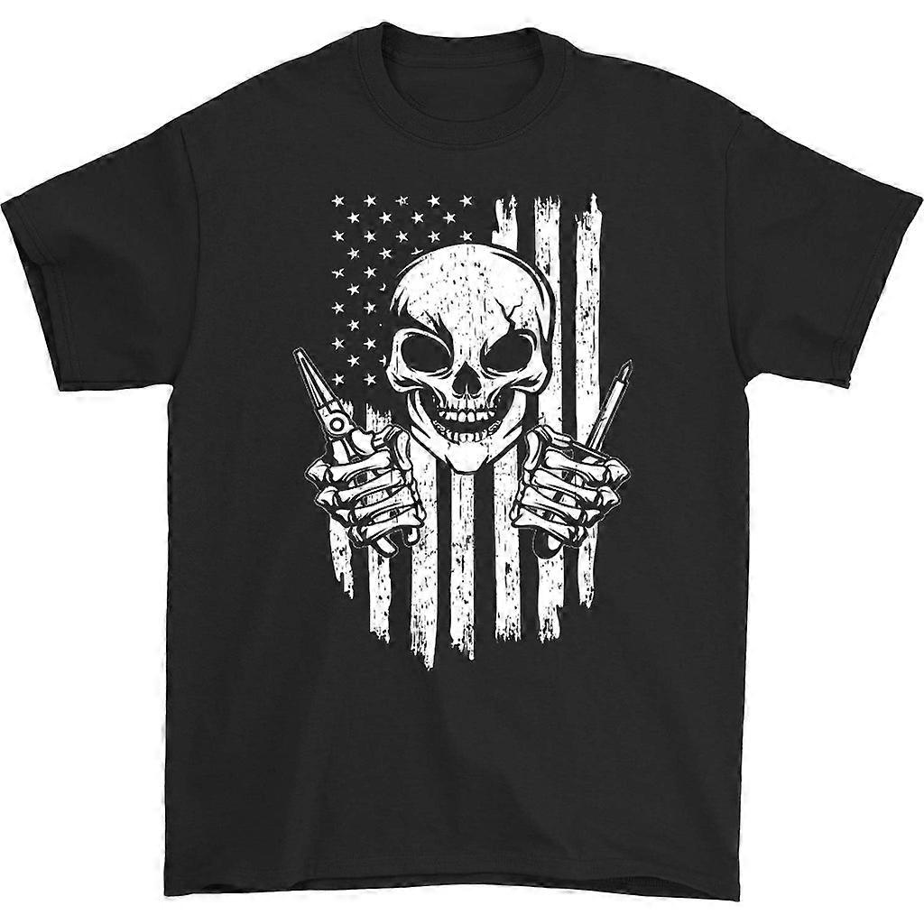 Tričko American Flag Skull Electrician
