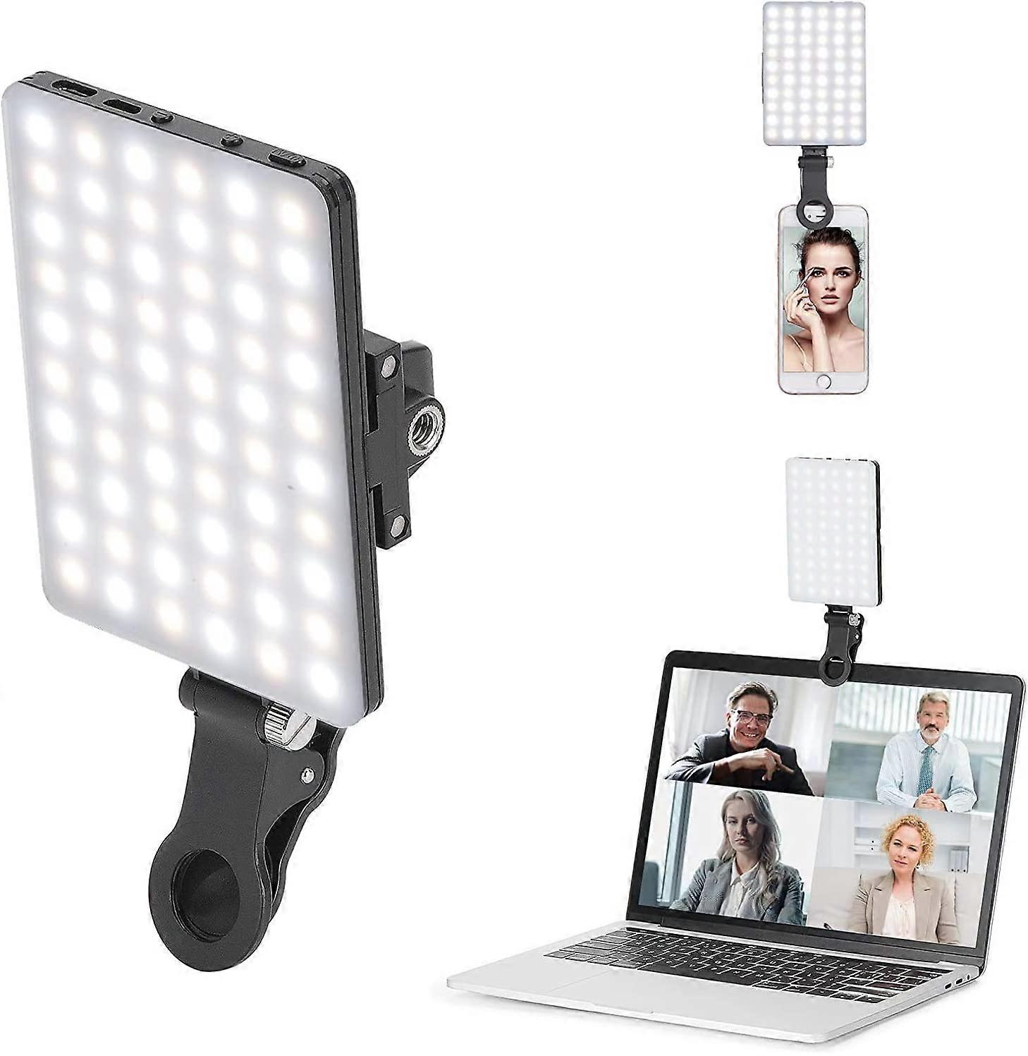 Newmowa LED Video Light 3200-5600K 3 Light Modes and Brightness 10-Level Dimmable CRI95+ Ultra-thin Panel Light with Phone clip built-in Rechargeable 