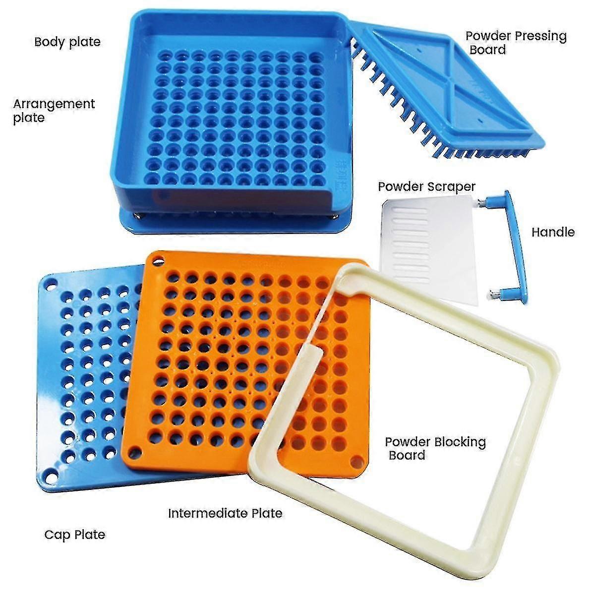 100 Holes 00# Powder Filling Machine Tray Board with Scraper fit DIY for 00#