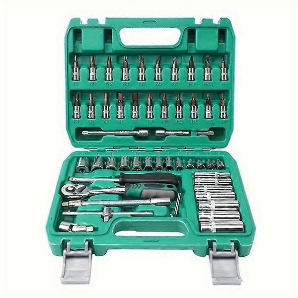 53 piece auto repair 72 tooth quick ratchet wrench S2 batch head dual~purpose wrench extension socket tool set NO.29805