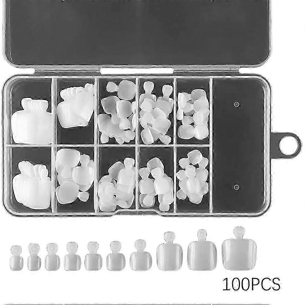 100pcs Fake Toenails Short Paragraph Press On Toenails Full Coverage Artificial Nails for Home Salon