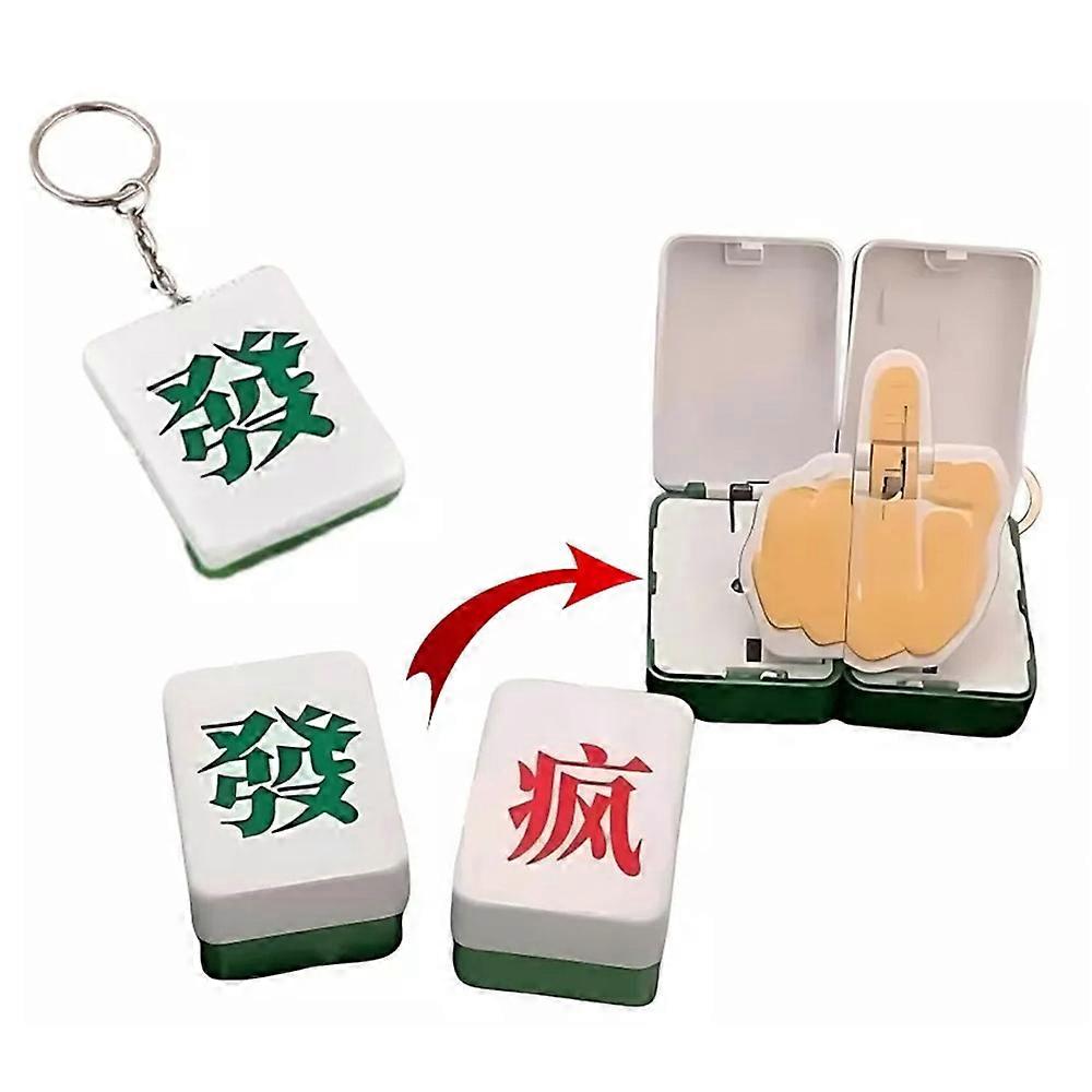 Magnetic Mahjong Tile Pop Up Middle Finger Keychain Set, Mahjong Tile Keychain