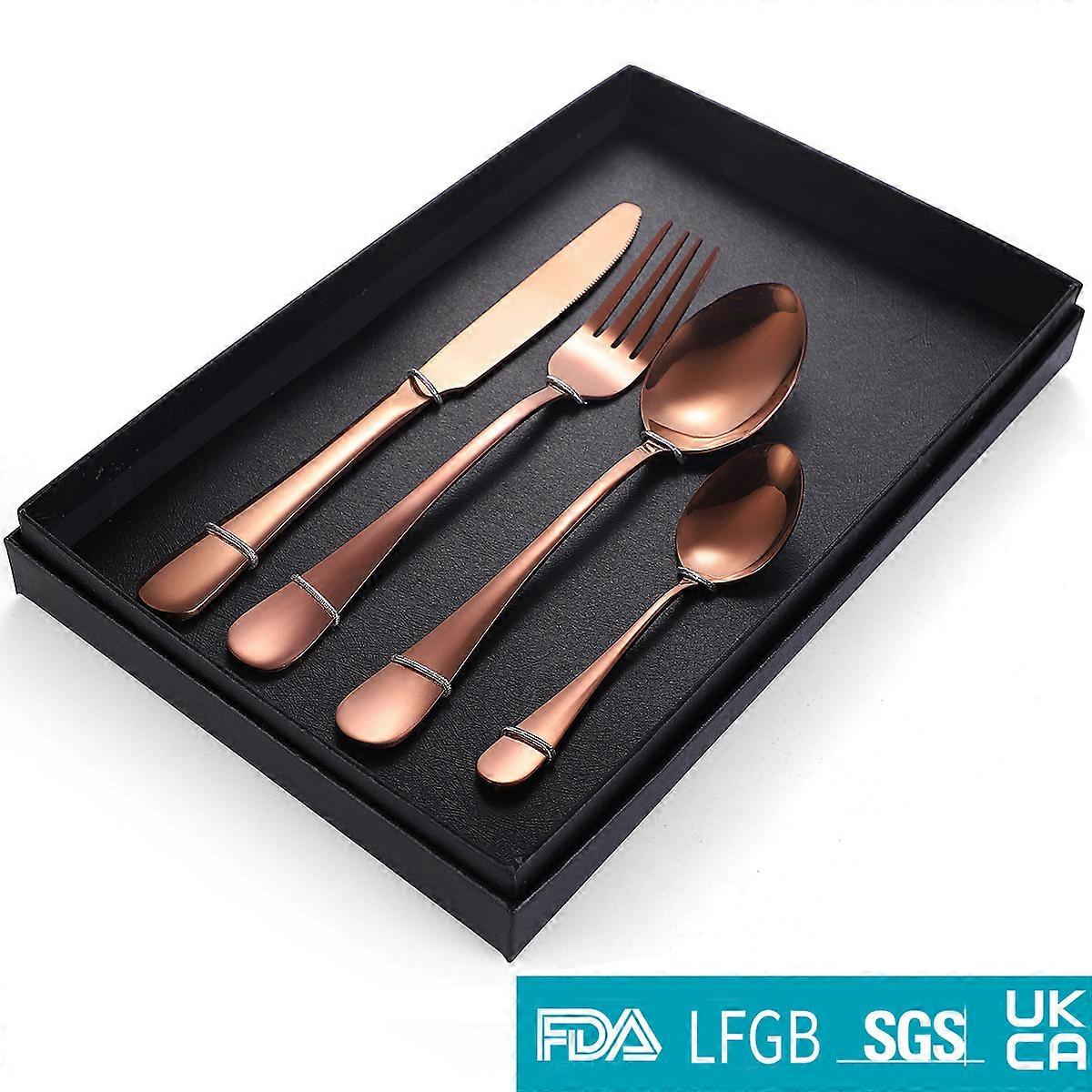 Flatware Set Stainless Steel Cutlery four-piece Tableware Set Rose Gold