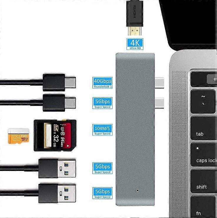 7in1 USB-C Type C HD Output 4K HDMI USB 3.0 Adapter SD TF CARD HUB