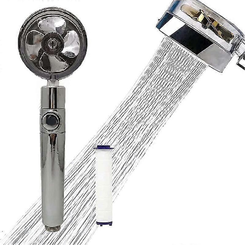 360 Power Shower Head Water Saving Flow Rotating With Small Fan ABS Rain High Pressure Spray Nozzle Bathroom Supply