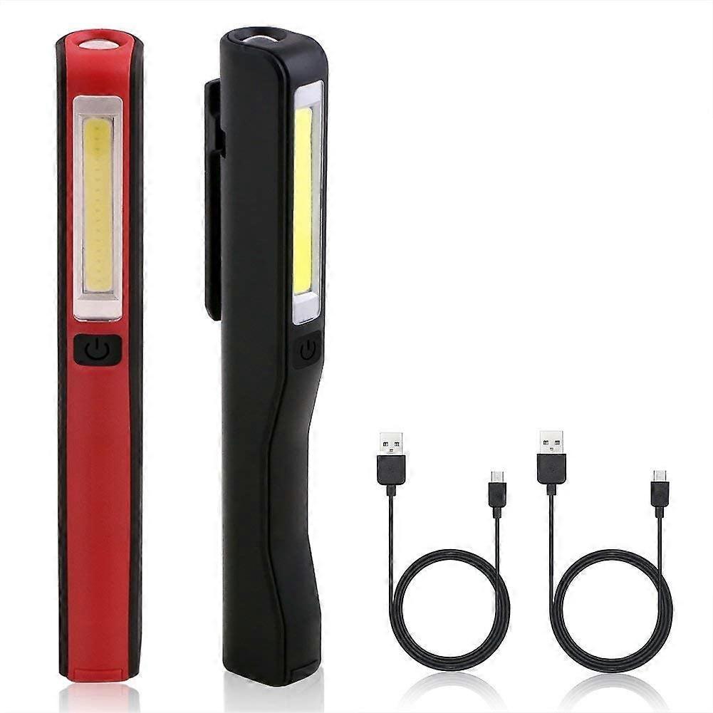 Rechargeable LED Work Light, 2 PCS 350 Lumens COB Mechanic Light Ultra Powerful Flashlight, Inspection Light for Auto Garage Workshop DIY Camping with