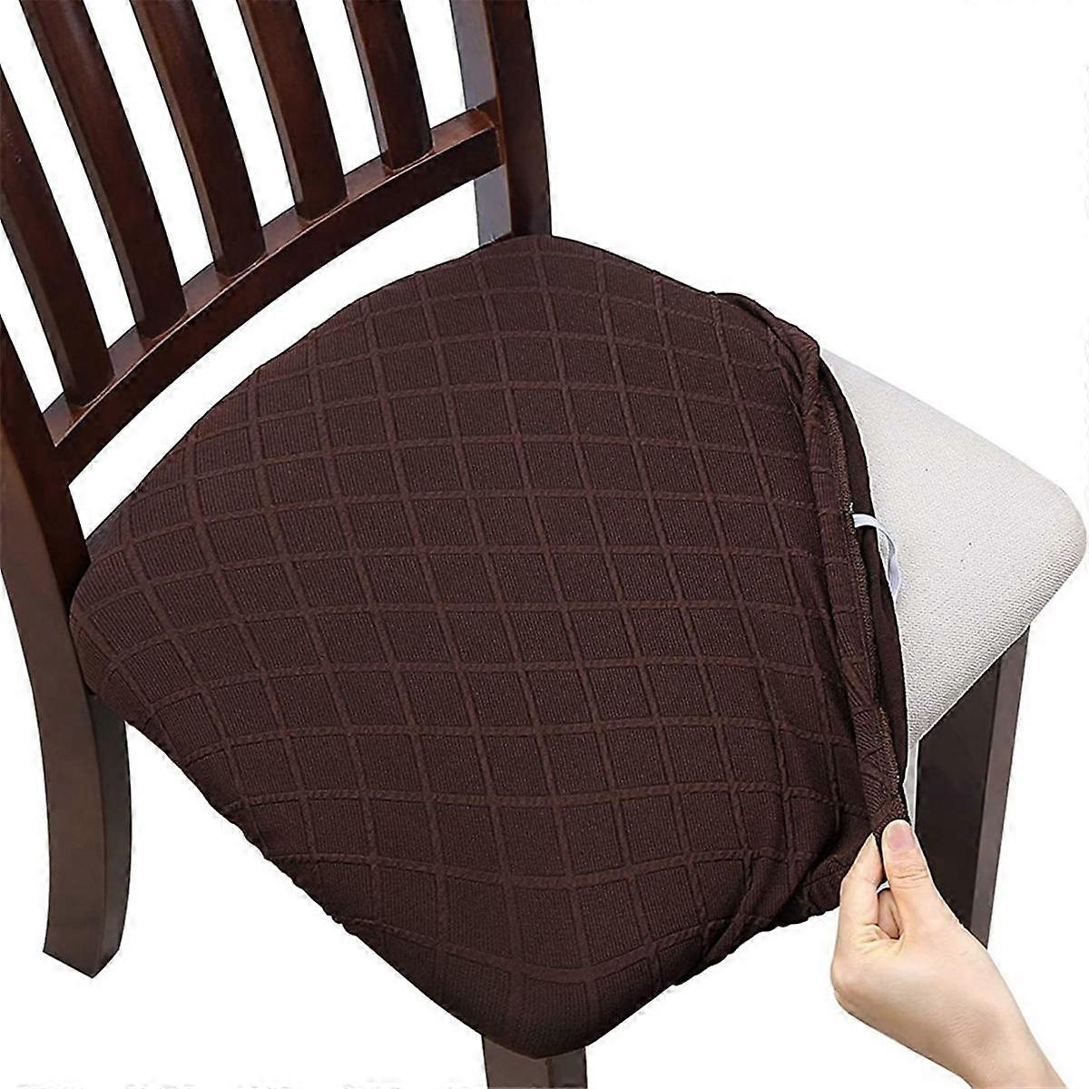 4Pcs Rhombus Lattice Chair Seat Covers - Removable Washable Anti-Dust Dining Chair Seat Protector C
