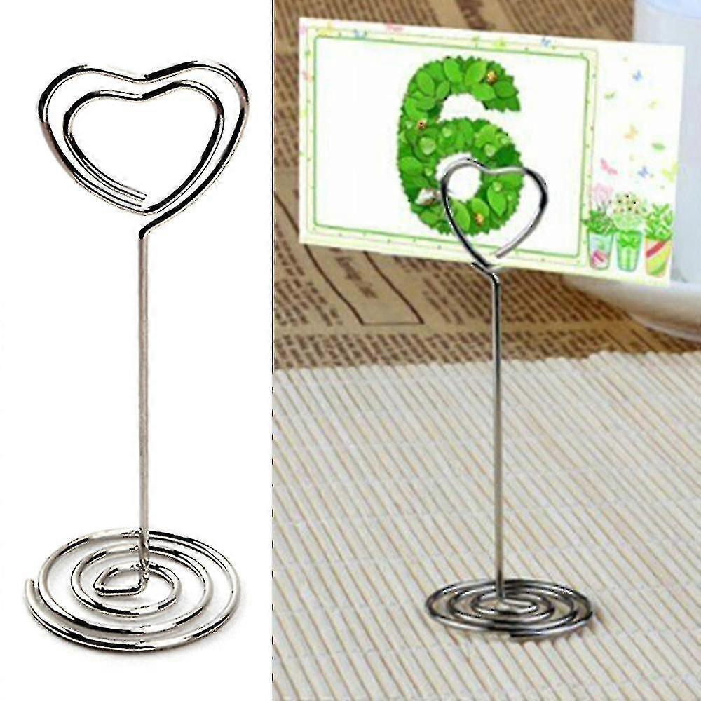 Stainless Memo Note Clip Stand Heart Shaped Table Number Name Card Holder