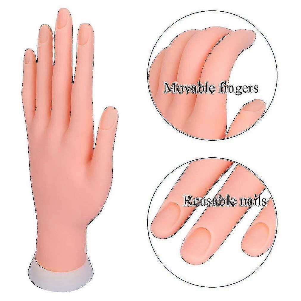 5 Pcs Bendable Rubber Prosthetic Hand Manicure Practice Tool Suitable For Beginners
