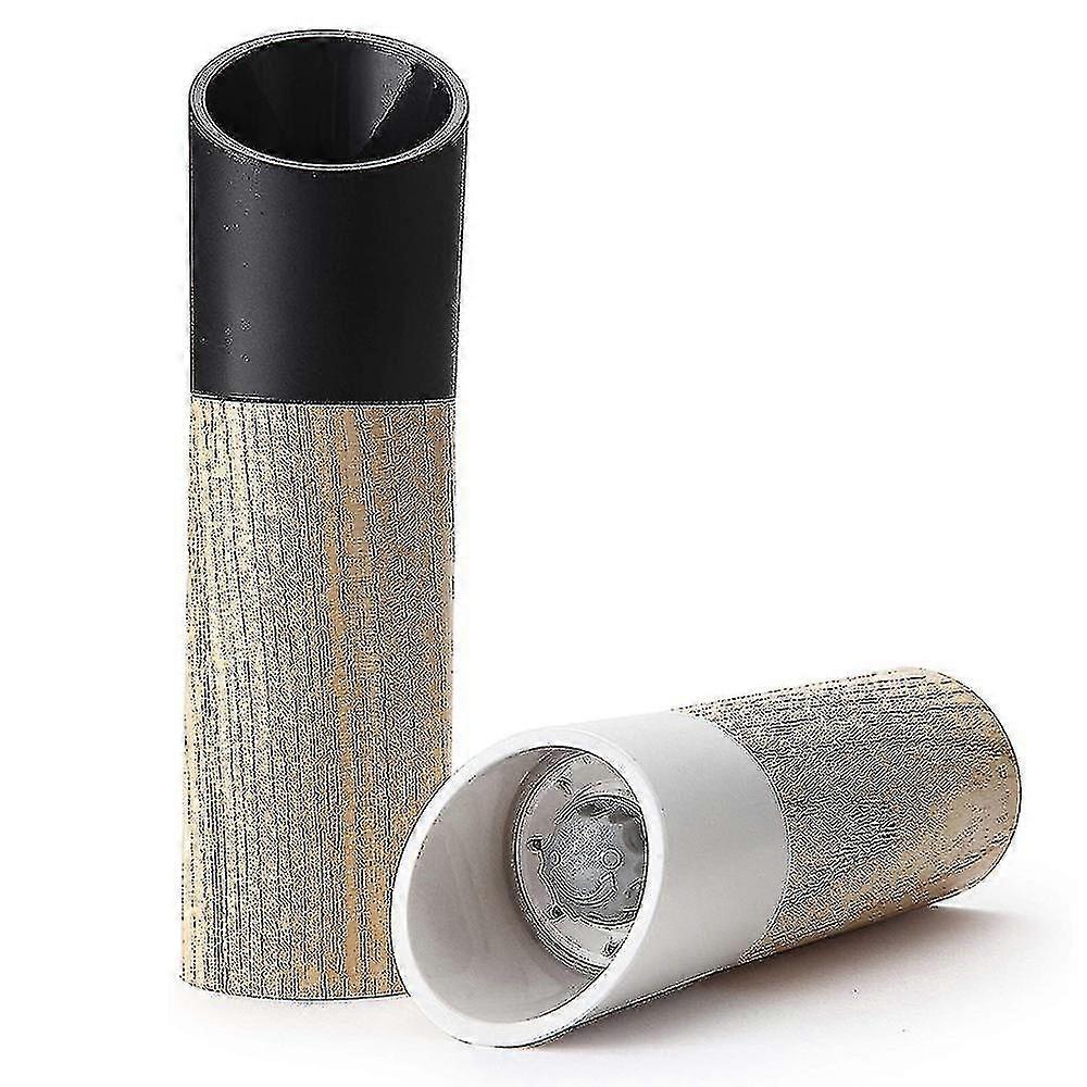 2pcs Salt And Pepper Grinder Set With Black And White Tall Salt