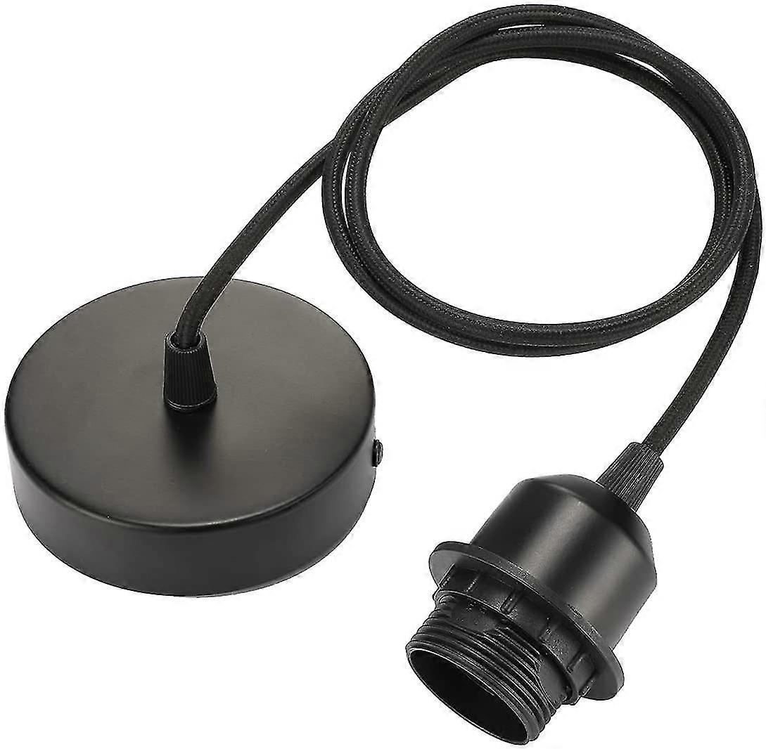 Pcs E27 Vintage Light Bulb Socket With 100cm Cable And Fixing Ring Retro Ceiling Light Fixture Socket For Living Room Hallway Bedroom - Black2 Pcs