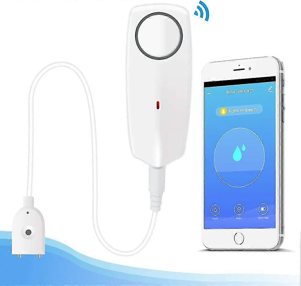 Water Leak Detector-flood Detector Water Alarm Wireless Water Detectors With Sound And Light Alarm White