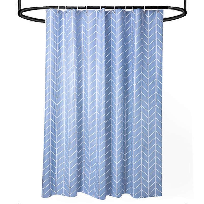 Microfiber  Grey Herringbone Printed Pattern Bathroom Shower Curtain -  Grey Herringbone