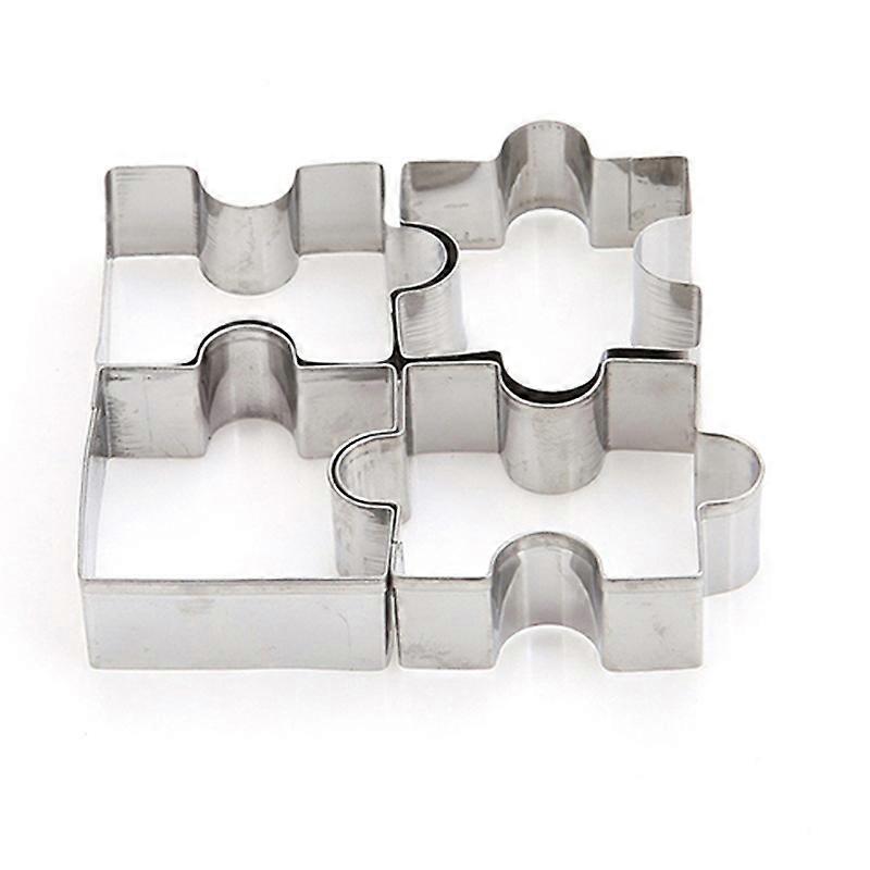 4Pcs/Set Stainless Steel Cookie Puzzle Shape Cookie Cutter Set DIY Biscuit Molds KAESI