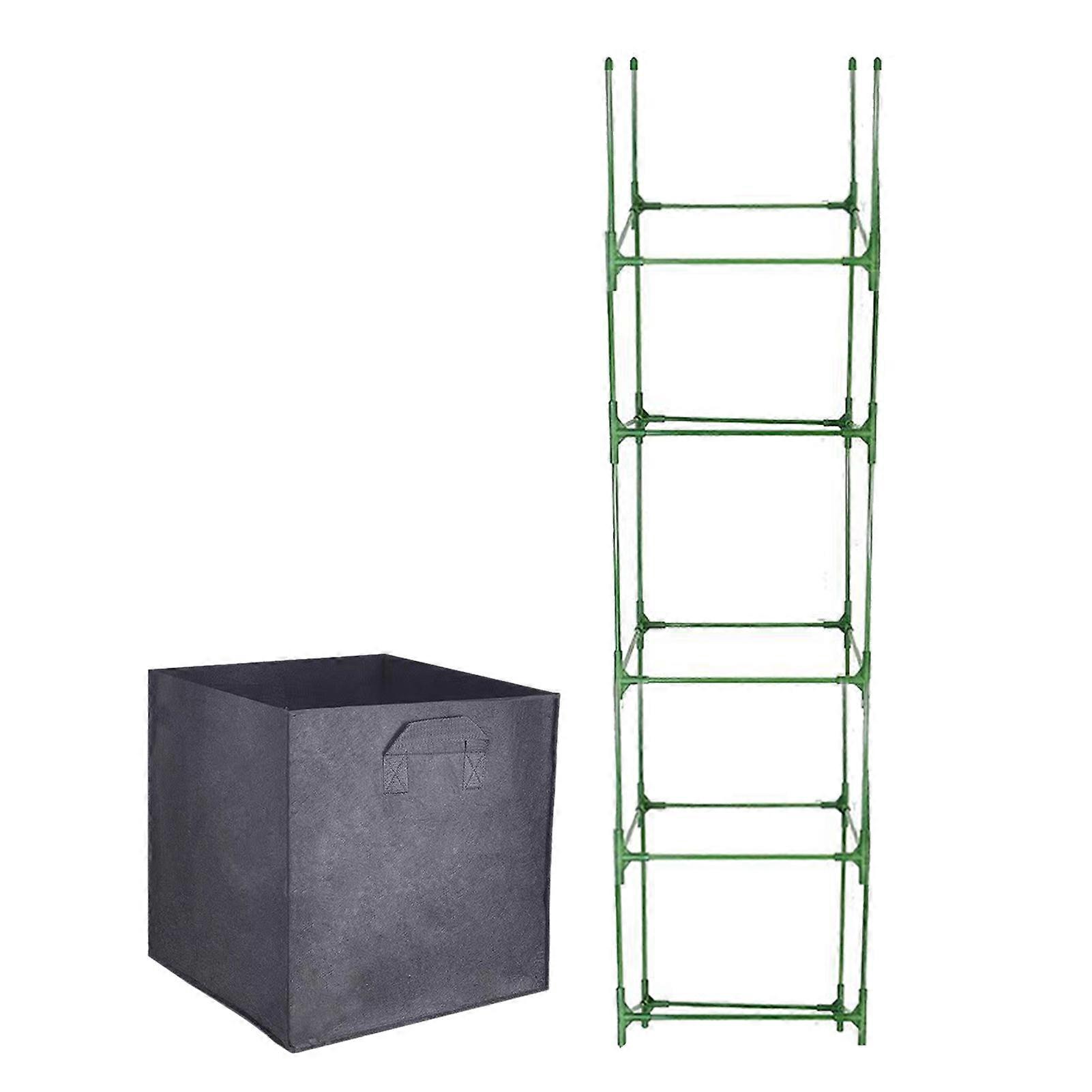 Grow Bag with Plant Support Frame Square Plant Nursery Bag Easy Assembly Tomato Planter with Detachable Beams Planting Bag for Cucumber Climbing Plant