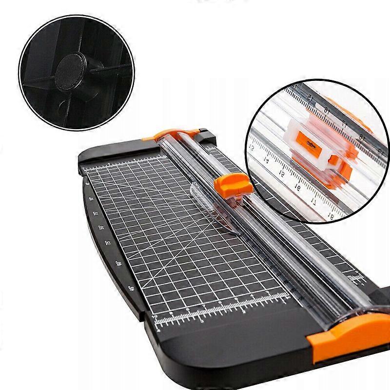 A4 Κόφτης χαρτιού 12 ιντσών χάρακας τιτανίου γκιλοτίνα κοπής με σύστημα ασφαλείας Αντικαταστάσιμο κουπόνι κοπής λεπίδας, χαρτί χειροτεχνίας, ετικέτα (μαύρο)