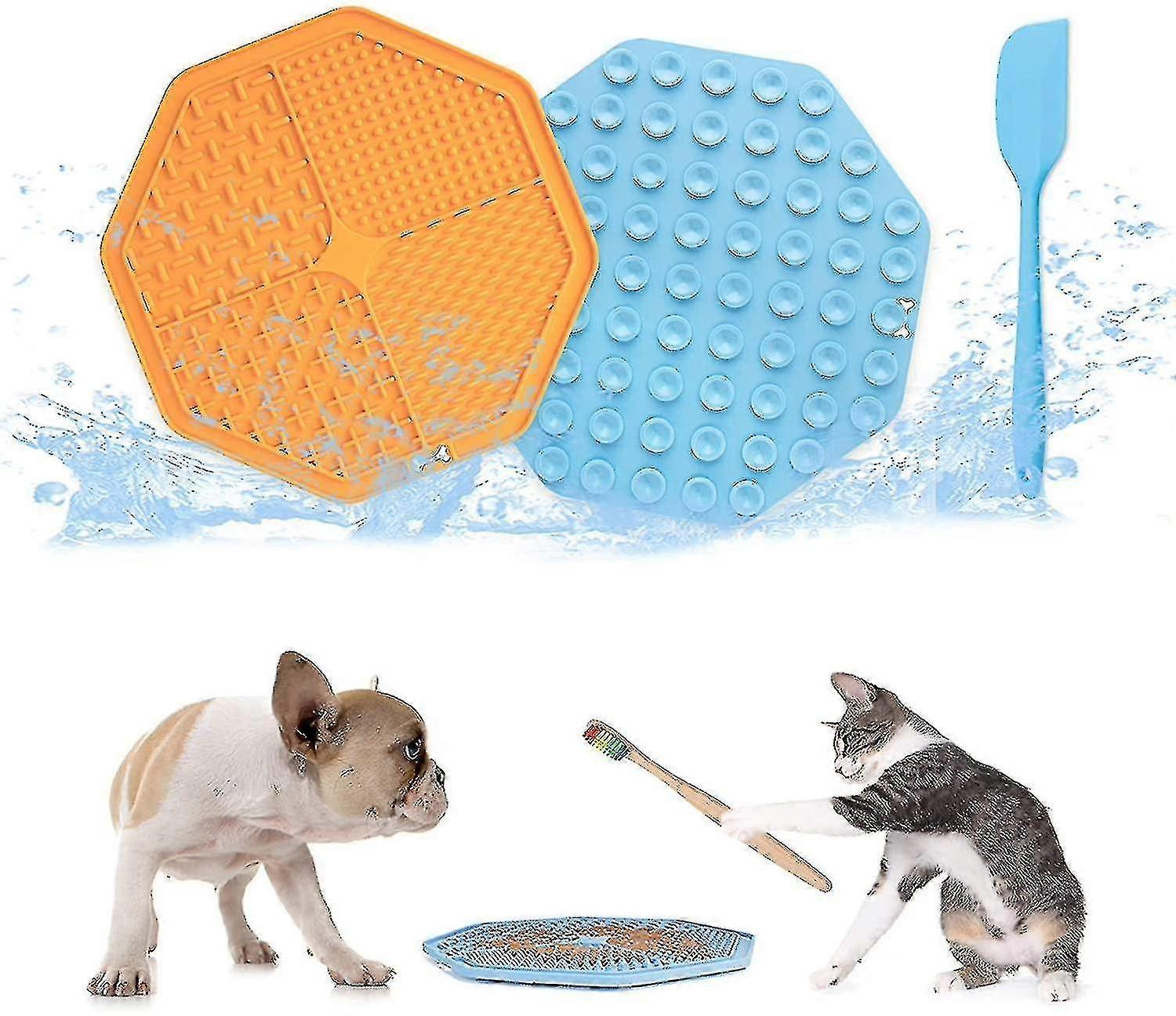 Dog Licking Mat With Suction Cup 2 Pack Slow Feeder Pad For Cat Calming Pet Trea