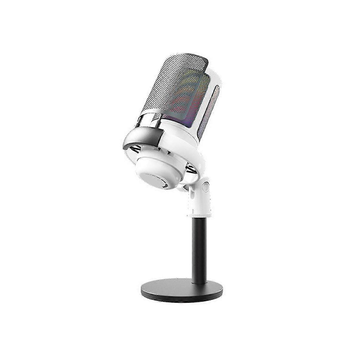 Usb Gaming Condenser Microphone Computer Recording Microphone Rgb Lighting Capacitor Microphone Whi