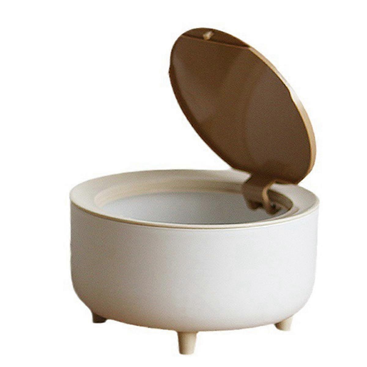 Desktop Paper Basket with Lid, Tall Press Small Trash Can, Suitable for Living Room, Office Trash C