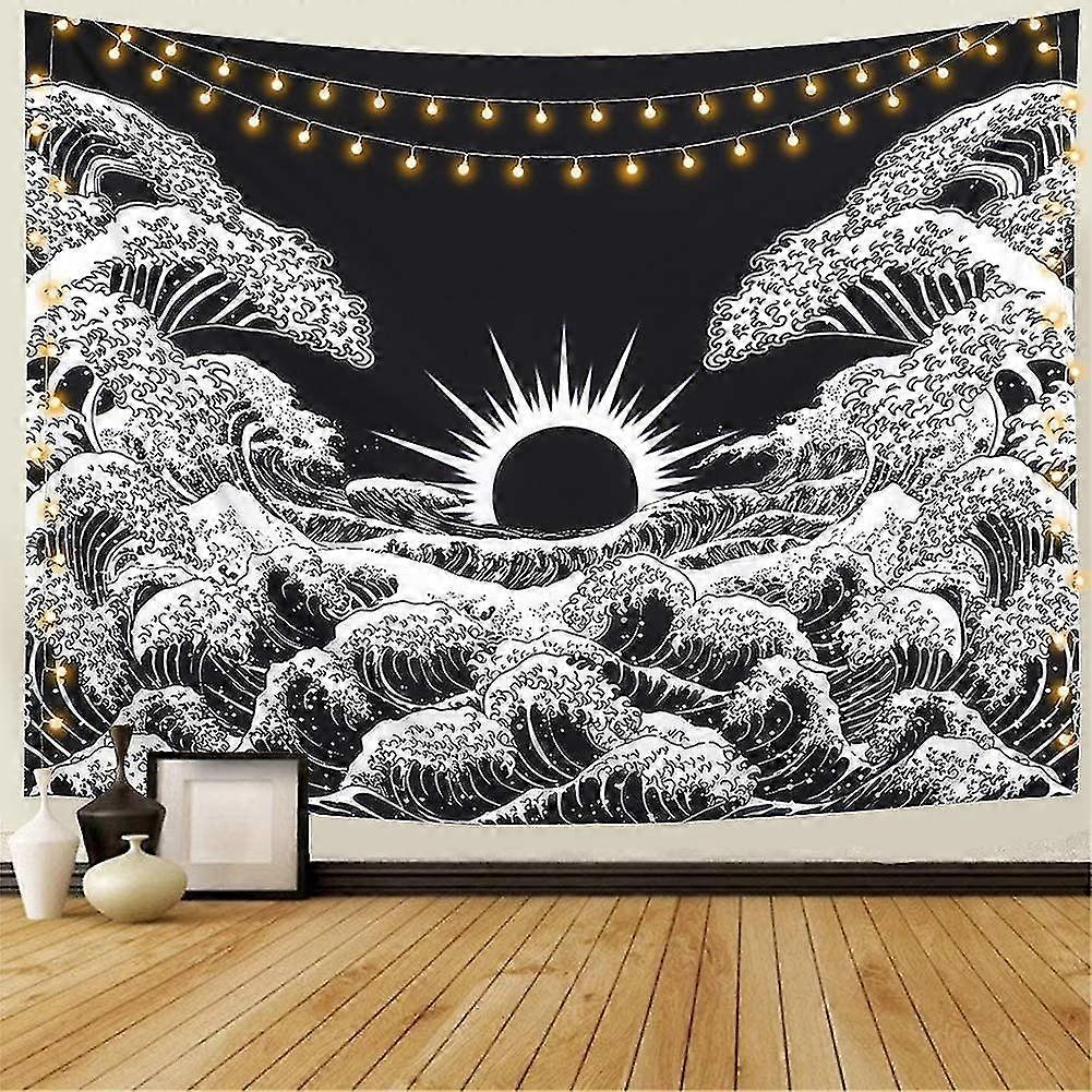 Black And White Ocean Tapestry Wall Hanging For Living Room Bedroom