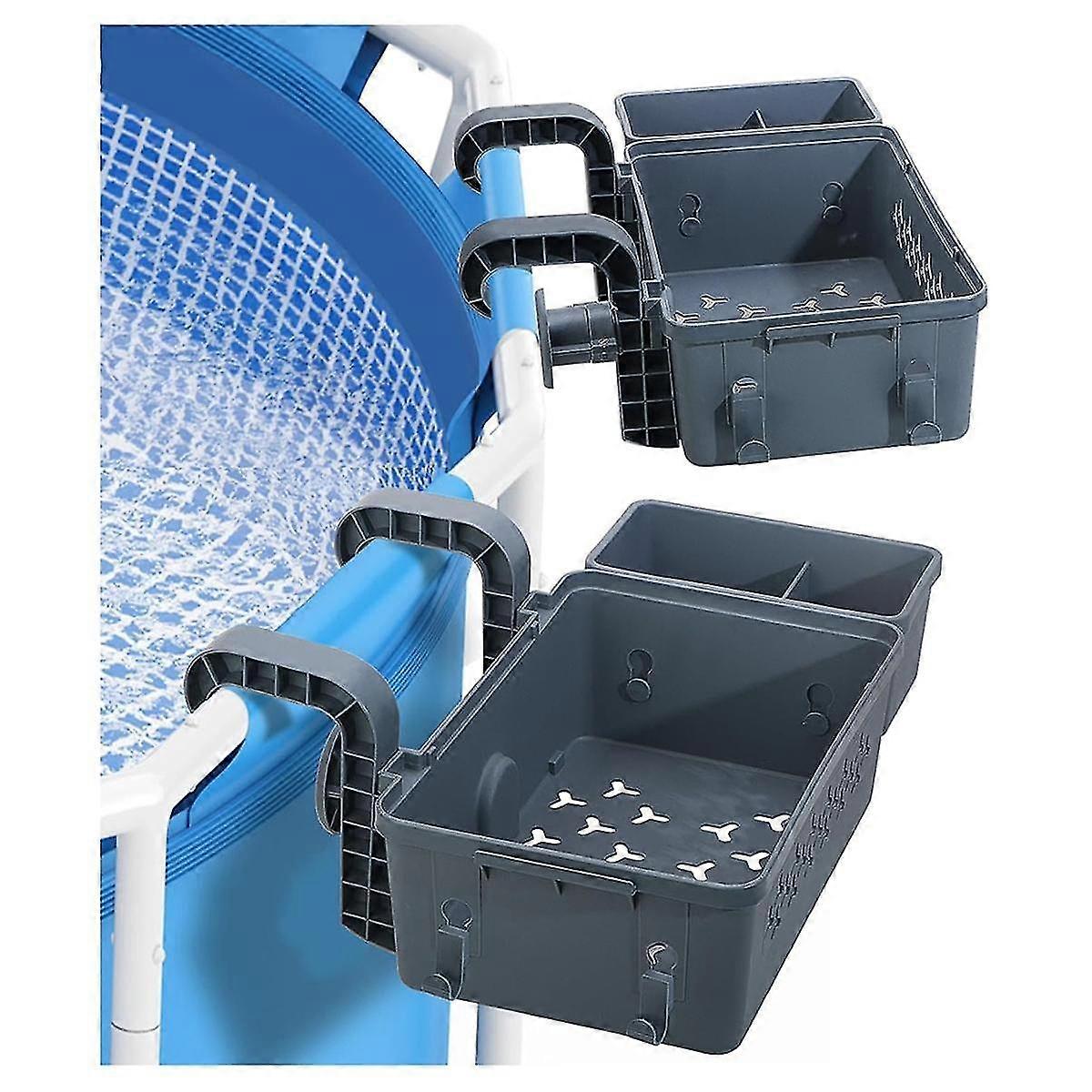 2 Pack Poolside Storage Basket, Pool Cup Holder, Swimming Pool Basket/storage Containers For Most Frame Pool