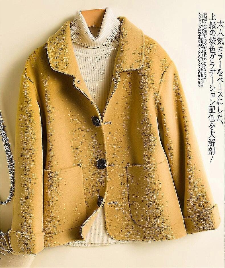 المرأة الصوف اقتصاص سترة الكشمير قصيرة معطف طويل سليم شعبية معطف الصوف الخريف أبلى