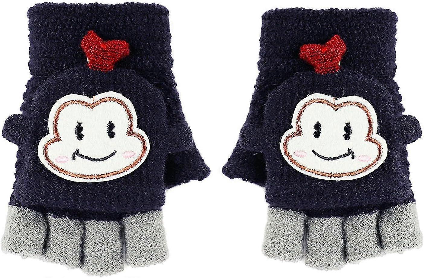 Aiyuego Garçons Filles Flip Top Gants Hiver Mitaine Chaude Tricot Thermique Gants Sans Doigts Pour E