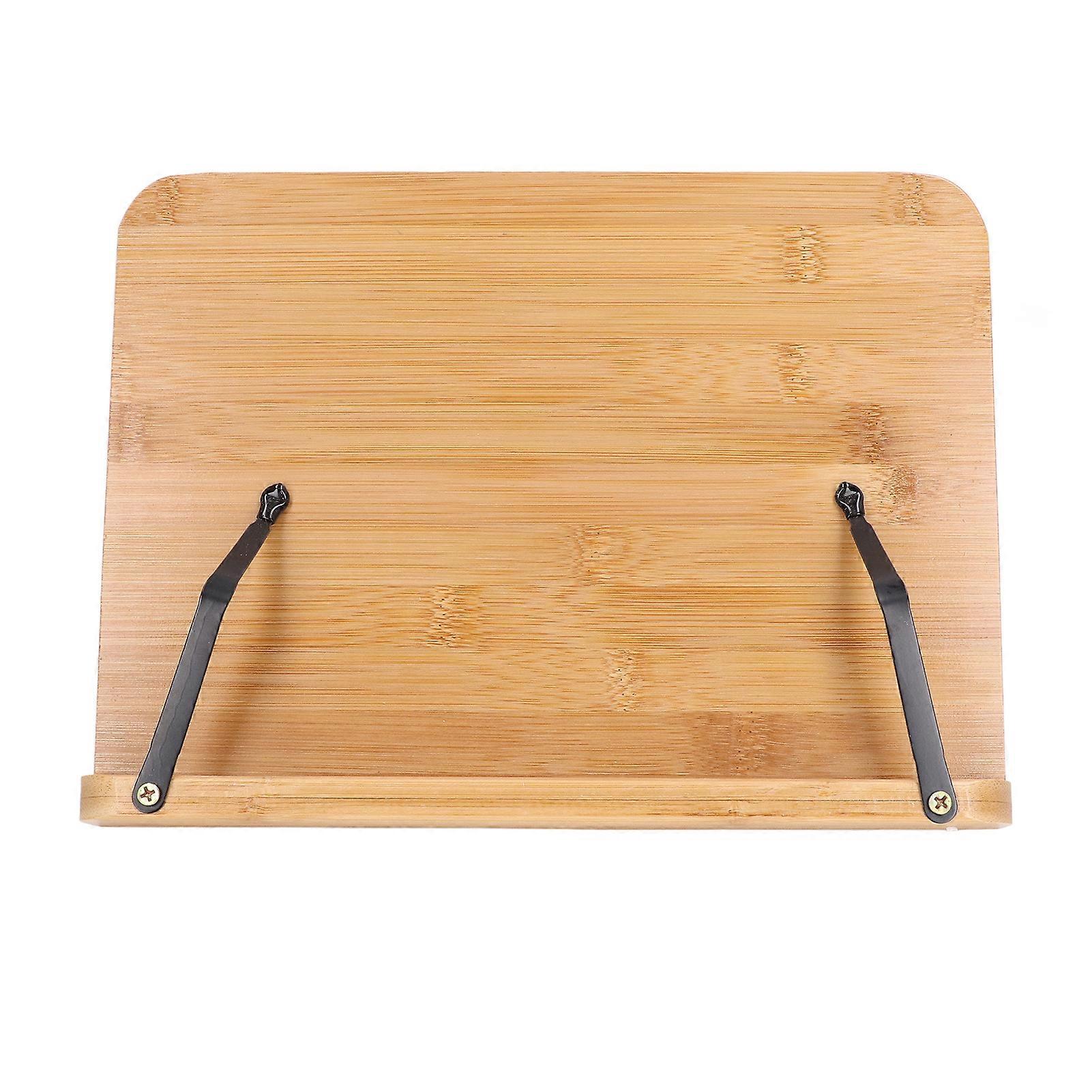 Bamboo Book Stand Foldable Wooden Cookbook Holder with 5 Angle Adjustable for Tablet Textbook Music Document