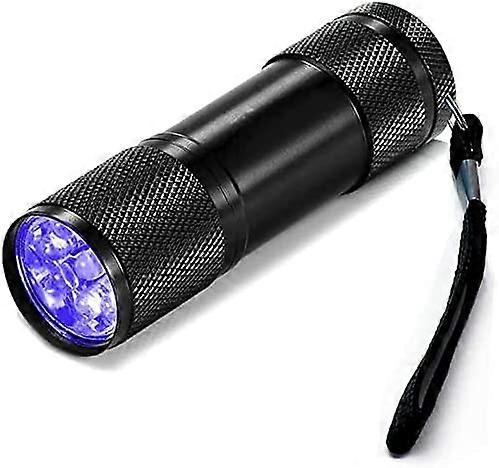 9 LEDs Mini Flashlights, 365nm Black Handheld Flashlight with Lanyard for Camping, Running, Emergency, Pets Urine and Stains, Batteries Not Included