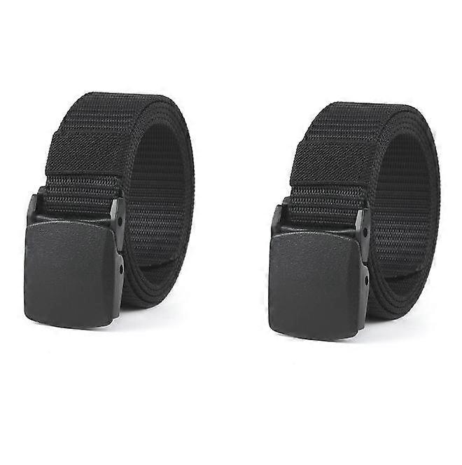 2 unisex belts nylon canvas belt for women men, infinitely adjustable fabric belt, length 120 cm, width approx. 3.8 cm, with plastic buckle